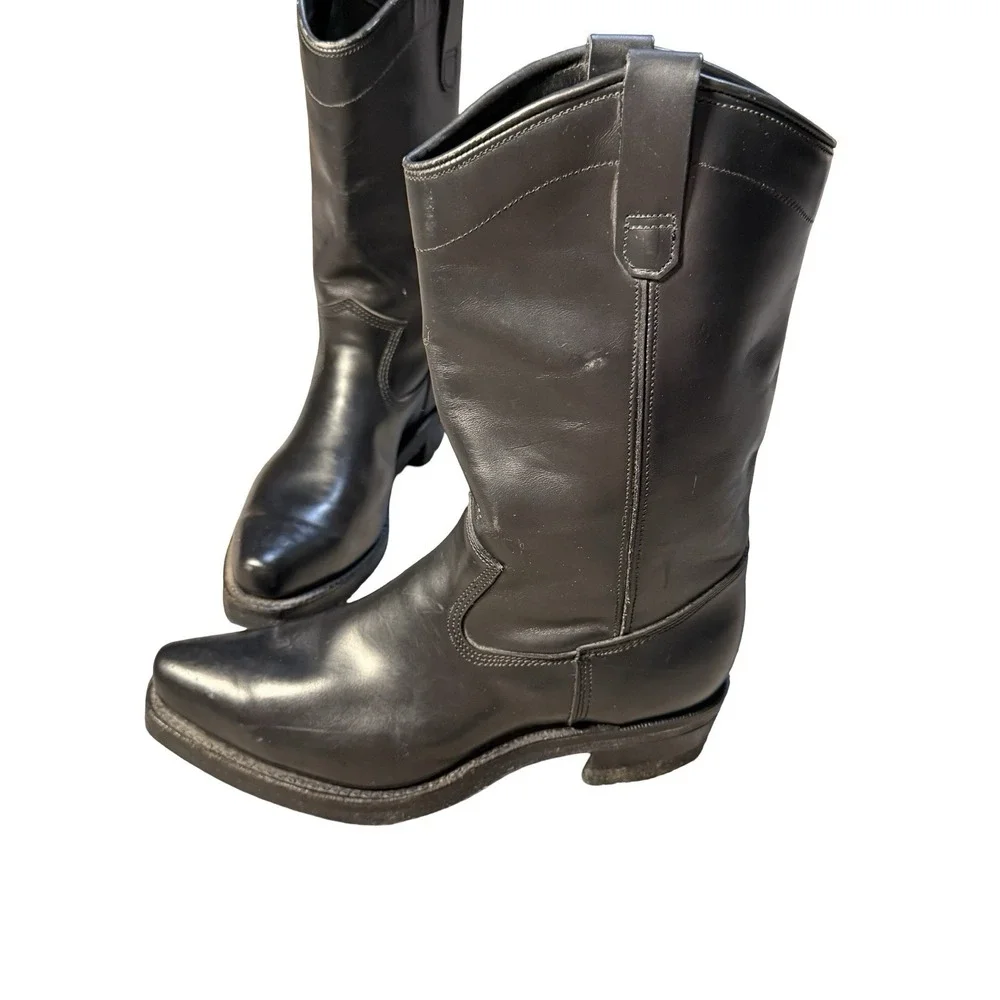 Dayton Black Beauty Motorcycle Boots Vintage - Sz 10.5 Chromexcel Triple-Sole